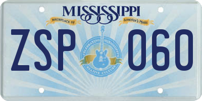 MS license plate ZSP060