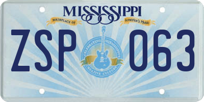 MS license plate ZSP063