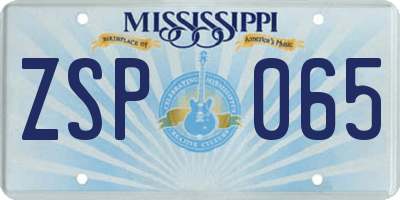 MS license plate ZSP065