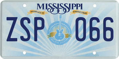MS license plate ZSP066
