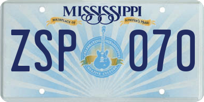 MS license plate ZSP070