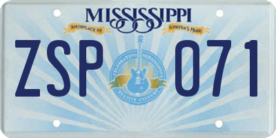 MS license plate ZSP071
