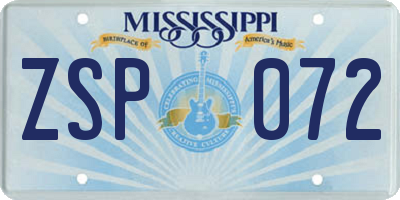 MS license plate ZSP072
