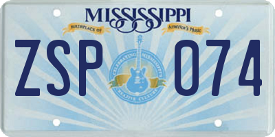 MS license plate ZSP074