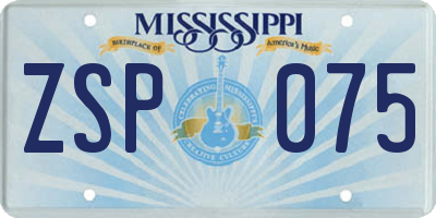 MS license plate ZSP075