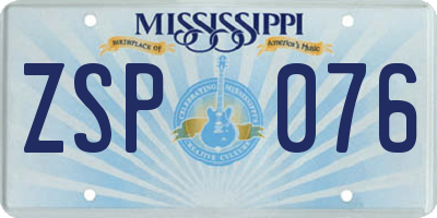 MS license plate ZSP076