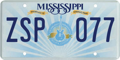 MS license plate ZSP077