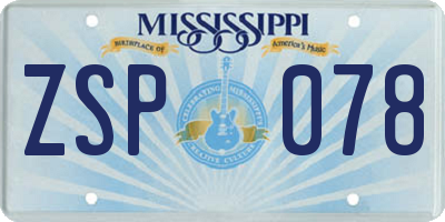 MS license plate ZSP078