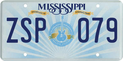 MS license plate ZSP079