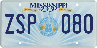 MS license plate ZSP080