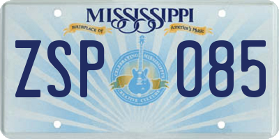 MS license plate ZSP085