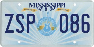 MS license plate ZSP086