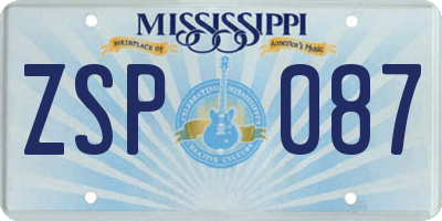 MS license plate ZSP087
