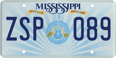 MS license plate ZSP089