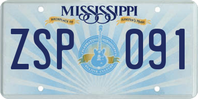 MS license plate ZSP091