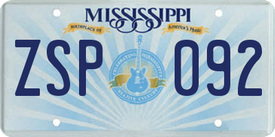 MS license plate ZSP092