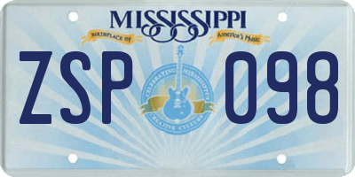 MS license plate ZSP098