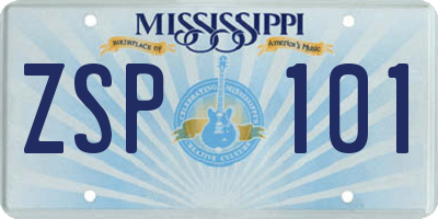MS license plate ZSP101