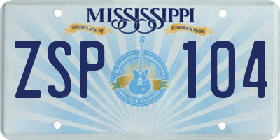 MS license plate ZSP104