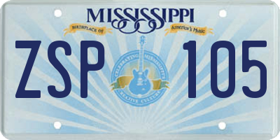 MS license plate ZSP105