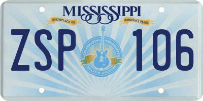 MS license plate ZSP106