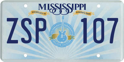 MS license plate ZSP107