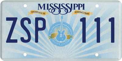 MS license plate ZSP111