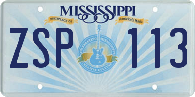 MS license plate ZSP113