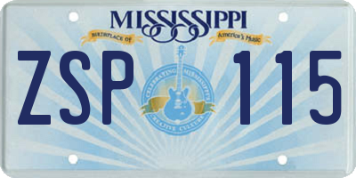 MS license plate ZSP115