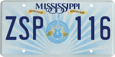 MS license plate ZSP116