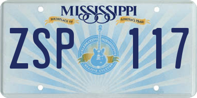 MS license plate ZSP117