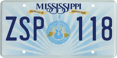MS license plate ZSP118