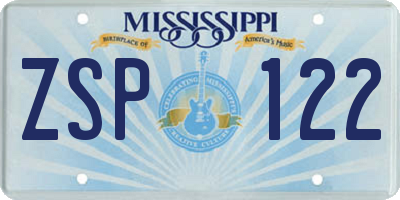 MS license plate ZSP122