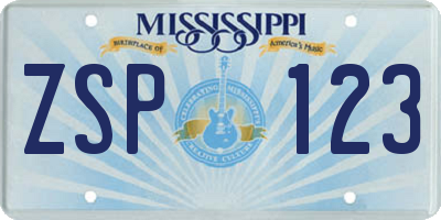MS license plate ZSP123