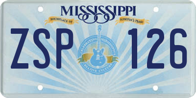 MS license plate ZSP126