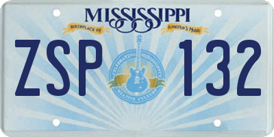 MS license plate ZSP132