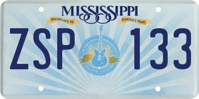 MS license plate ZSP133