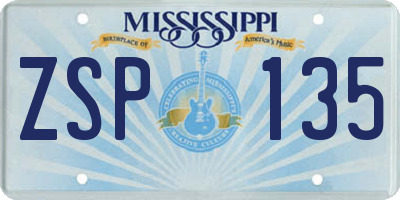 MS license plate ZSP135
