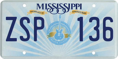 MS license plate ZSP136