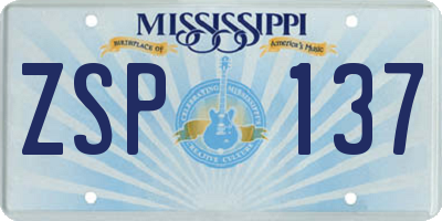 MS license plate ZSP137