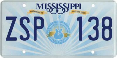 MS license plate ZSP138