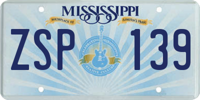 MS license plate ZSP139