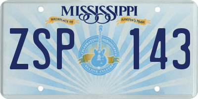 MS license plate ZSP143