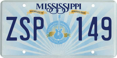 MS license plate ZSP149