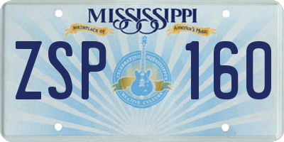 MS license plate ZSP160