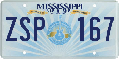 MS license plate ZSP167