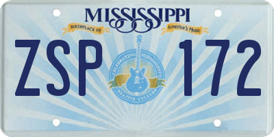 MS license plate ZSP172