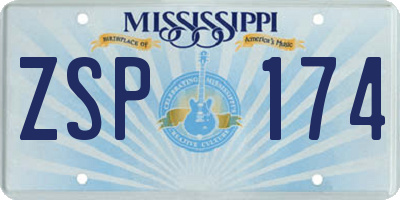 MS license plate ZSP174