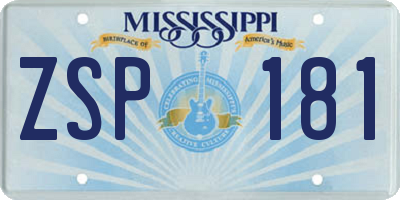 MS license plate ZSP181