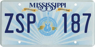 MS license plate ZSP187
